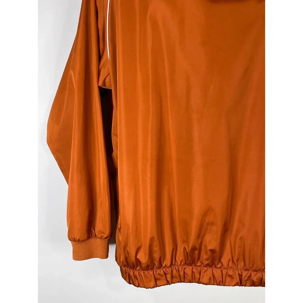 FootJoy Long Sleeve Golf Pullover Sz Large Windbreaker V Neck Jacket Rusty Orang
